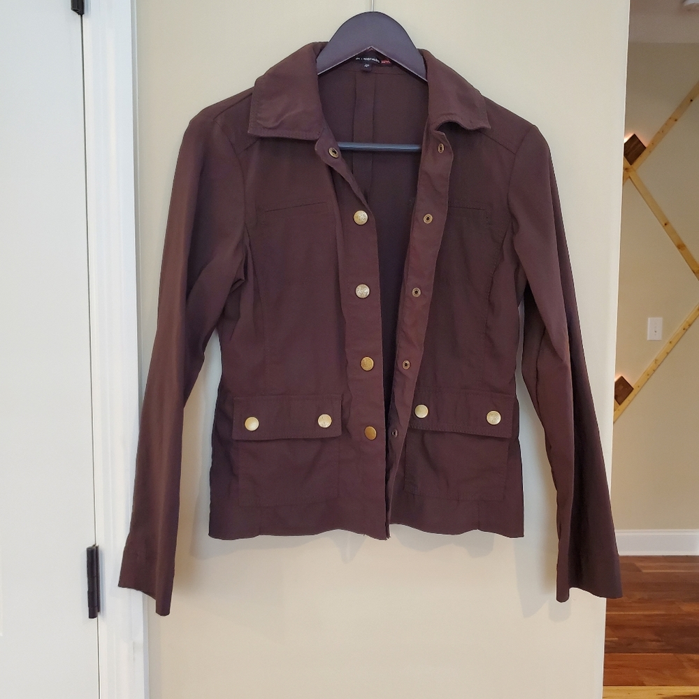 Optimum Nostalgic Womens Stretch Long Sleeve Jacket Career Wear Brown 4 P